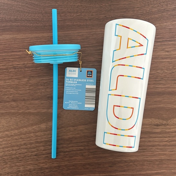 NWT White Rainbow Aldi Gear 2024 Crofton Stainless Steel Tumbler with Straw 24oz - Picture 4 of 4